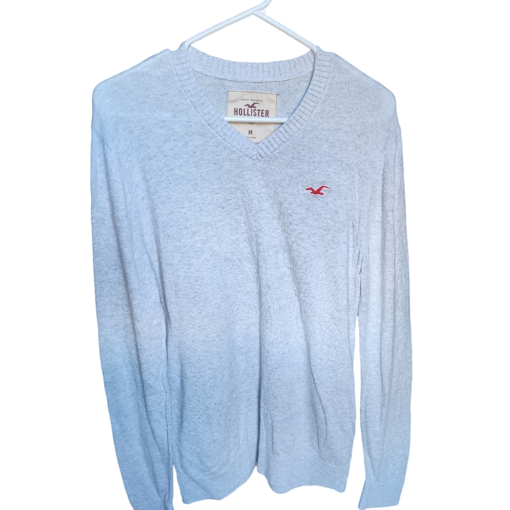 Hollister California Men's LONG Sleeve Knit Shirt Sweater Lt Gray Size M